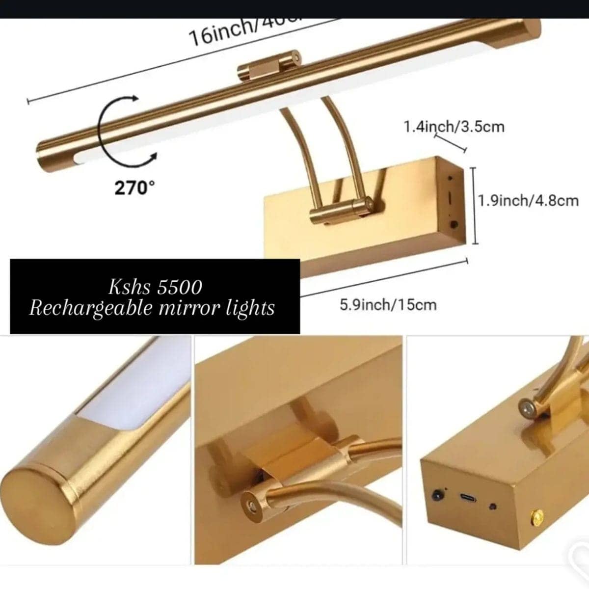 Rechargeable Mirror Lights